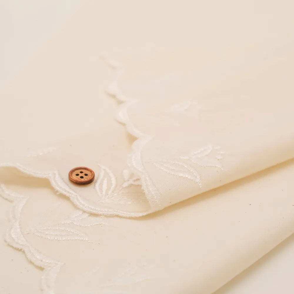 Cotton Café Curtain Embroidered Fabric - Flowers 約70cm丈 - nomura tailor