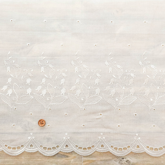 Polyester Café Curtain Fabric - Lily of the Valley - Approx.40cm length - nomura tailor