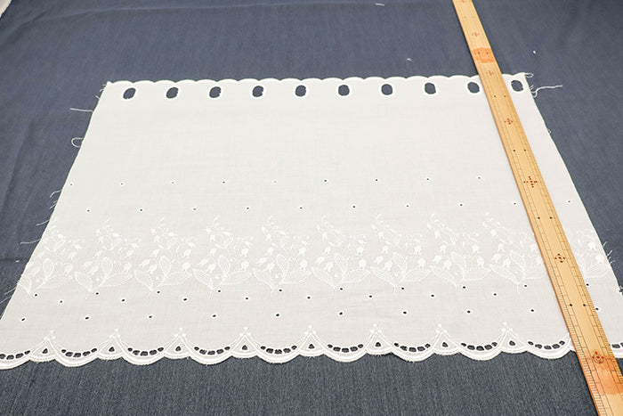 Polyester Café Curtain Fabric - Lily of the Valley - Approx.40cm length - nomura tailor