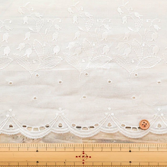 Polyester Café Curtain Fabric - Lily of the Valley - Approx.60cm length - nomura tailor