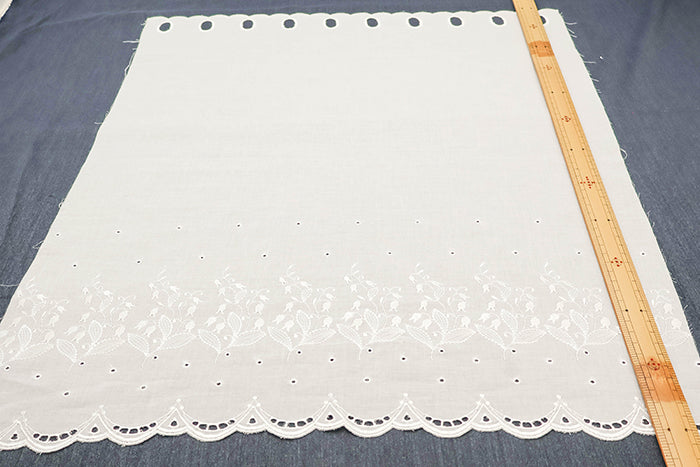 Polyester Café Curtain Fabric - Lily of the Valley - Approx.60cm length - nomura tailor