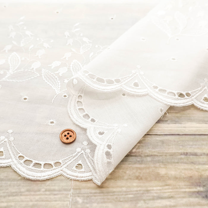 Polyester Café Curtain Fabric - Lily of the Valley - Approx.60cm length - nomura tailor