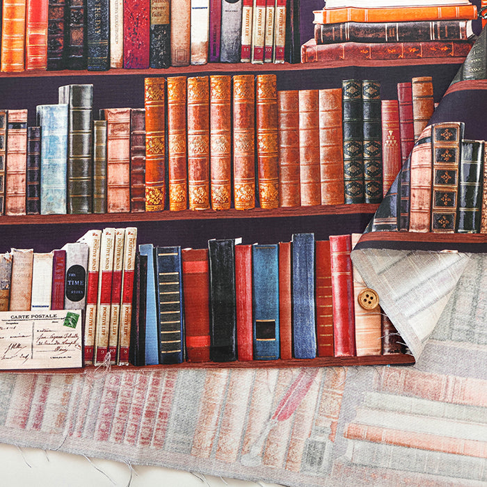 Cotton Sheeting Inkjet-printed Fabric  - ming swim - Bookshelf - nomura tailor