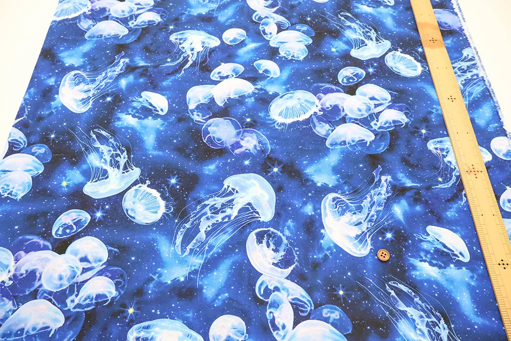 Cotton Sheeting Inkjet-printed Fabric mingswim - Jellyfish - nomura tailor
