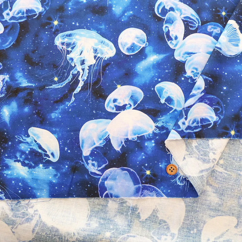Cotton Sheeting Inkjet-printed Fabric mingswim - Jellyfish - nomura tailor
