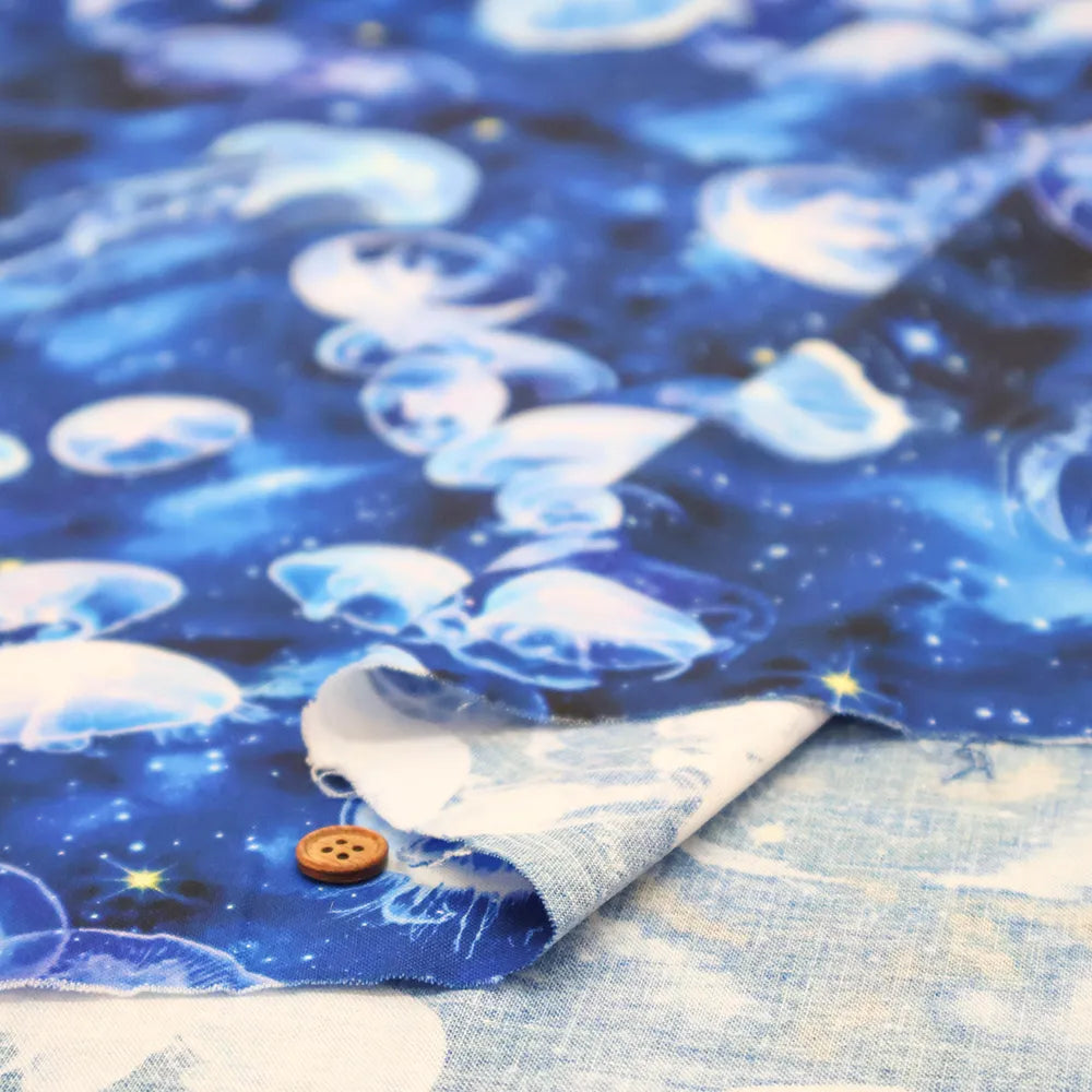Cotton Sheeting Inkjet-printed Fabric mingswim - Jellyfish - nomura tailor