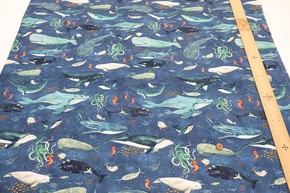 USA Cotton Printed Fabric WINDHAM FABRICS Creatures of the sea - nomura tailor