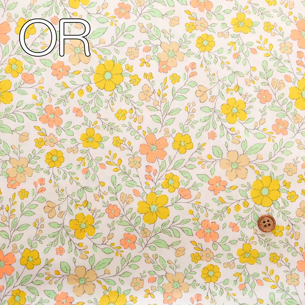 Cotton Broadcloth Fluorescent Printed Fabric - Flowers - nomura tailor