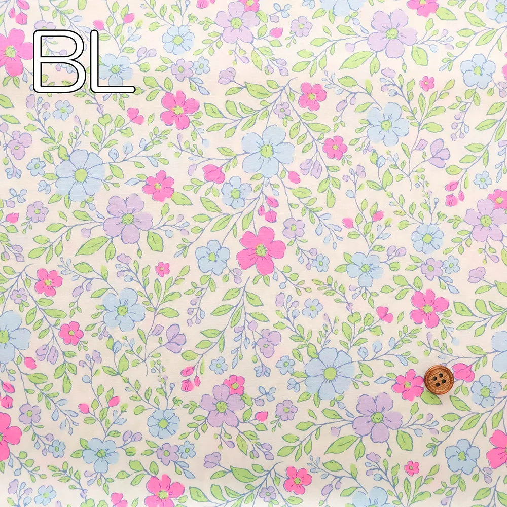 Cotton Broadcloth Fluorescent Printed Fabric - Flowers - nomura tailor