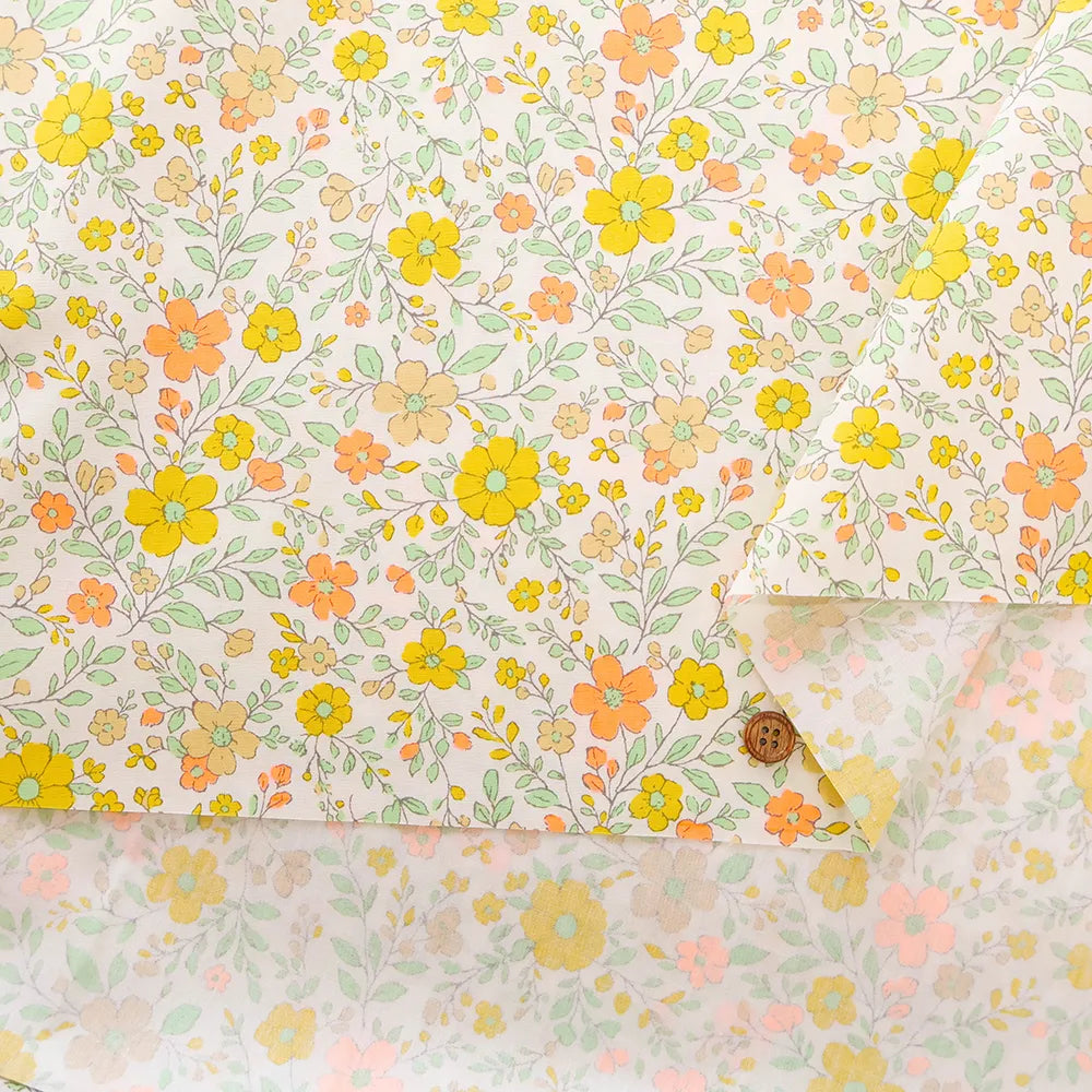 Cotton Broadcloth Fluorescent Printed Fabric - Flowers - nomura tailor