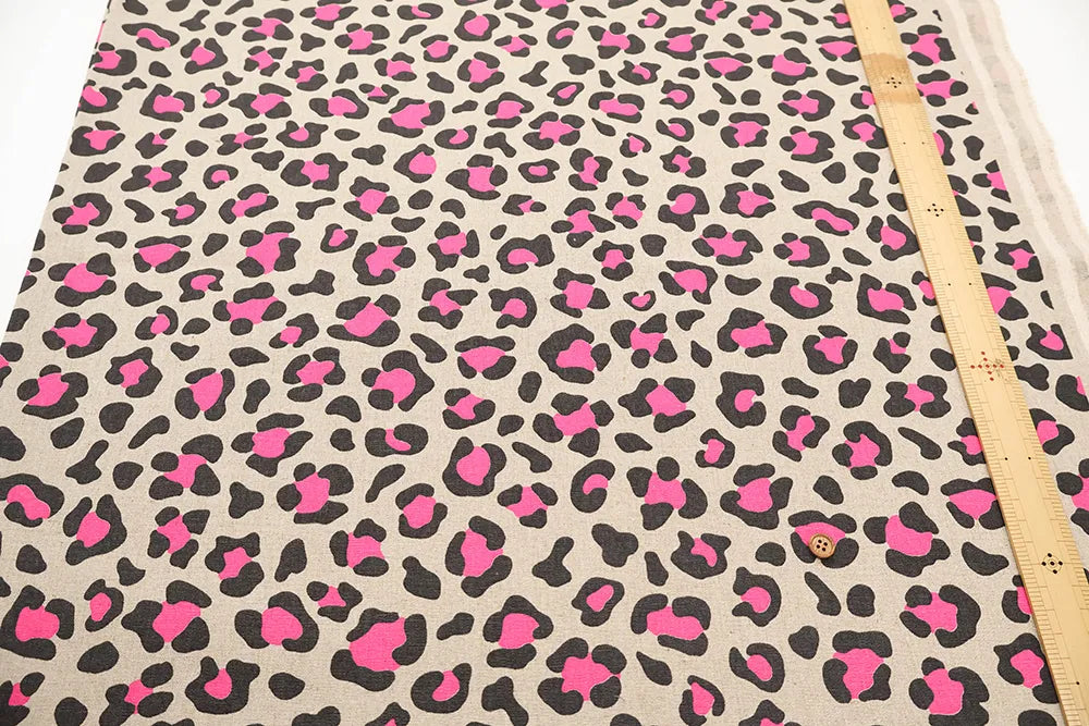 C/L Canvas Printed Fabric - Neon Leopard - nomura tailor