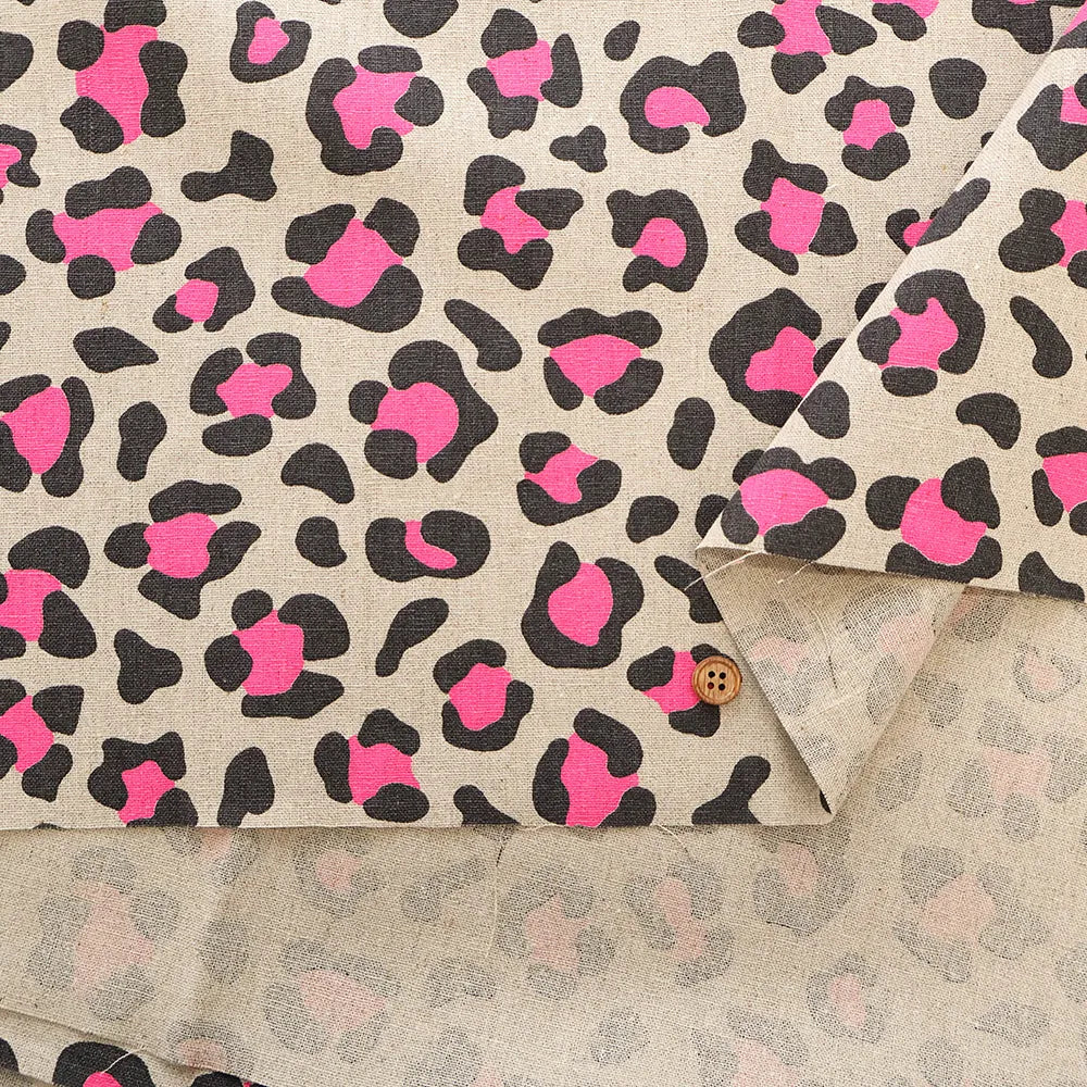 C/L Canvas Printed Fabric - Neon Leopard - nomura tailor