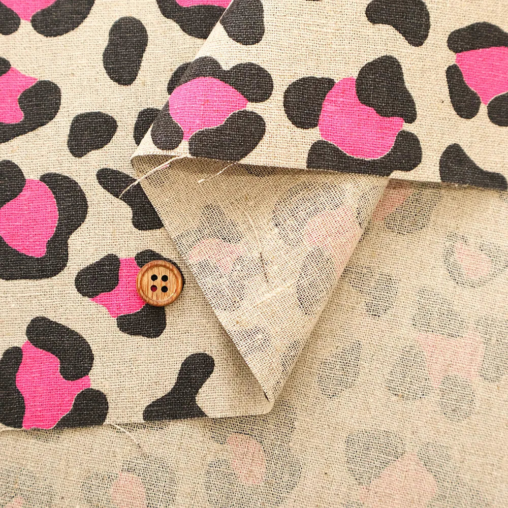 C/L Canvas Printed Fabric - Neon Leopard - nomura tailor