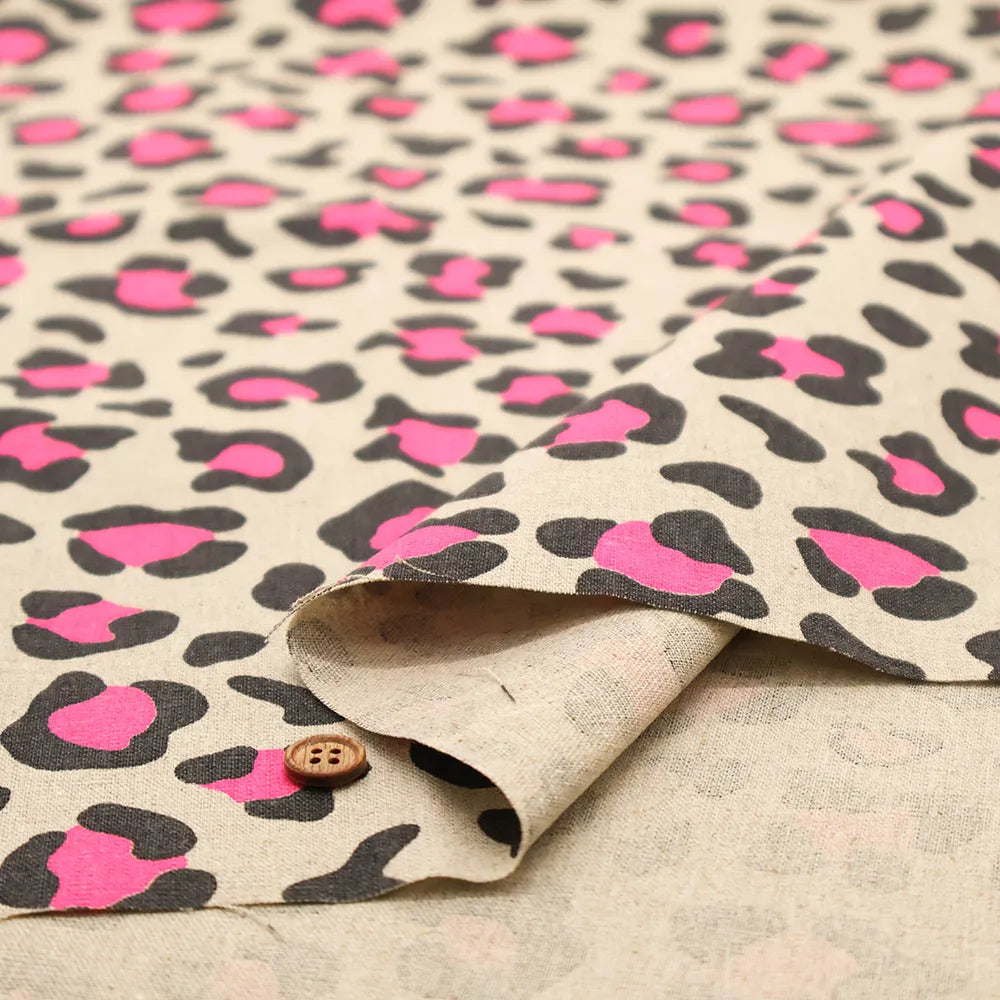 C/L Canvas Printed Fabric - Neon Leopard - nomura tailor