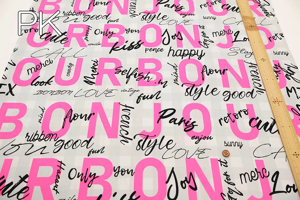 Cotton Oxford Printed Fabric - Masako Takeishi Supervised BON BON BONJOUR! - nomura tailor