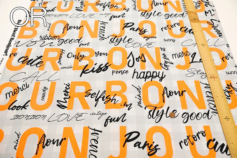 Cotton Oxford Printed Fabric - Masako Takeishi Supervised BON BON BONJOUR! - nomura tailor