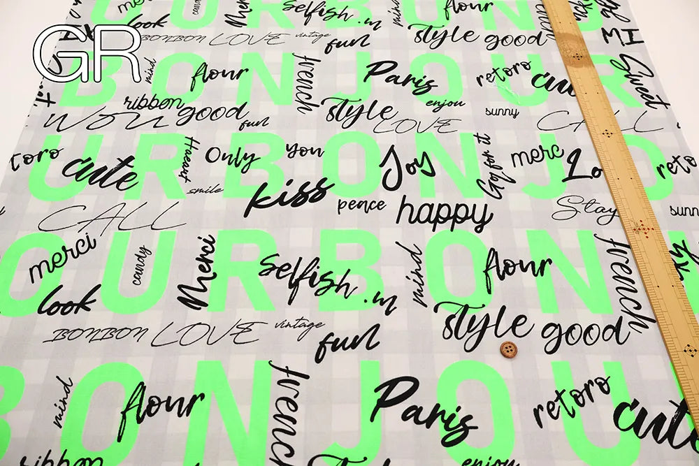 Cotton Oxford Printed Fabric - Masako Takeishi Supervised BON BON BONJOUR! - nomura tailor