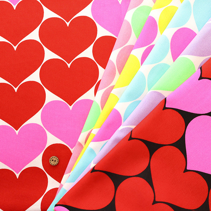 Cotton Oxford Fluorescent Printed Fabric - Bonbon Heart - nomura tailor