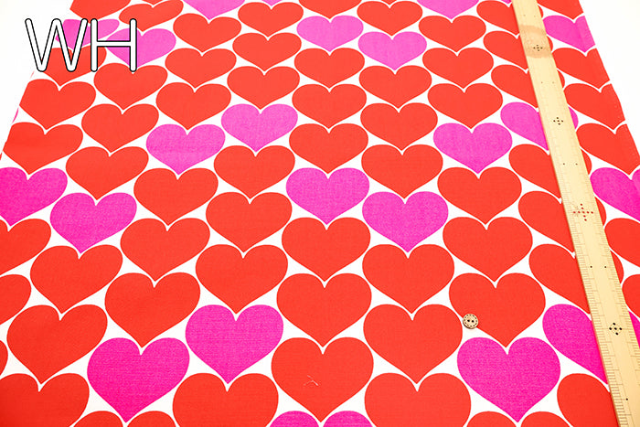 Cotton Oxford Fluorescent Printed Fabric - Bonbon Heart - nomura tailor