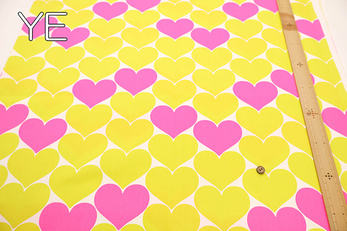 Cotton Oxford Fluorescent Printed Fabric - Bonbon Heart - nomura tailor