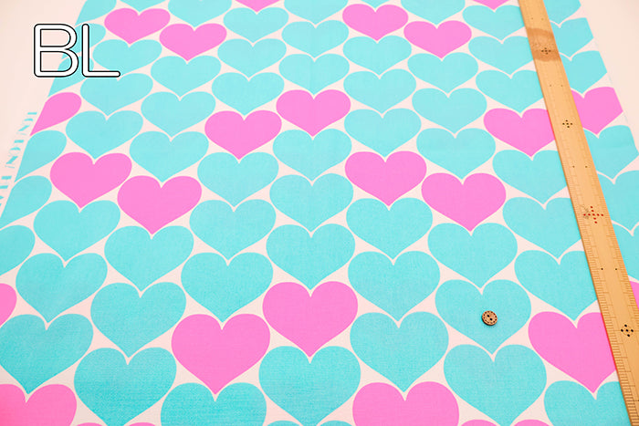 Cotton Oxford Fluorescent Printed Fabric - Bonbon Heart - nomura tailor