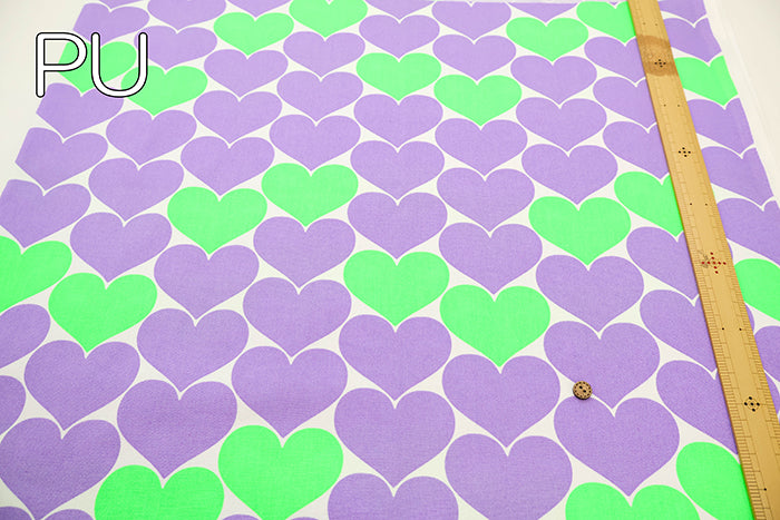 Cotton Oxford Fluorescent Printed Fabric - Bonbon Heart - nomura tailor