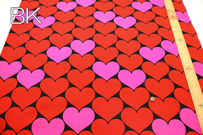 Cotton Oxford Fluorescent Printed Fabric - Bonbon Heart - nomura tailor