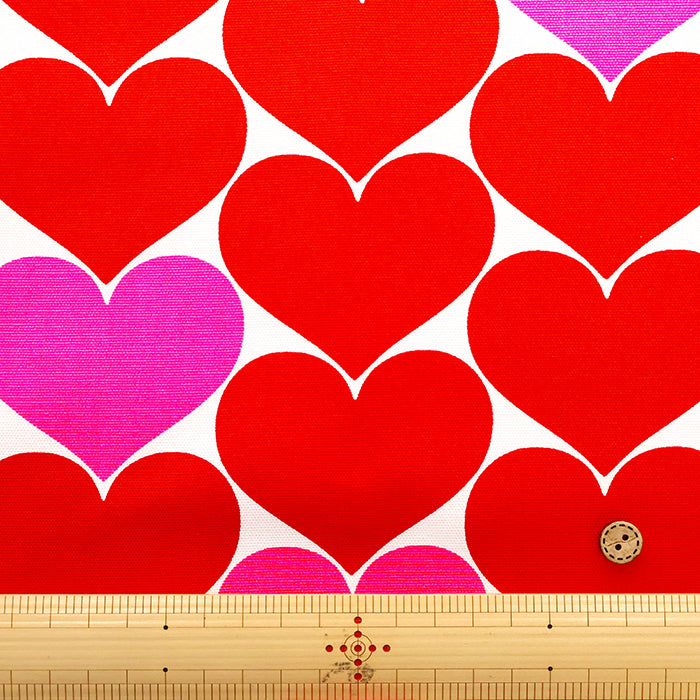Cotton Oxford Fluorescent Printed Fabric - Bonbon Heart - nomura tailor