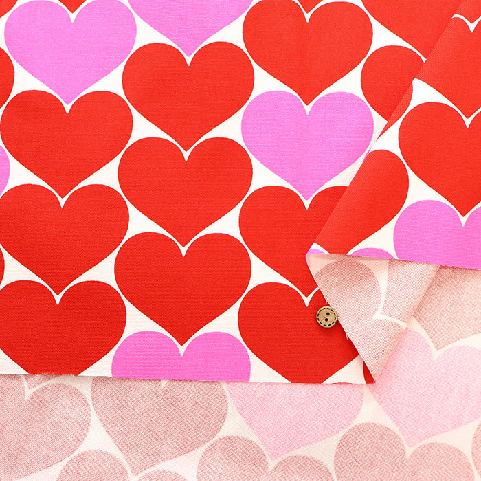 Cotton Oxford Fluorescent Printed Fabric - Bonbon Heart - nomura tailor