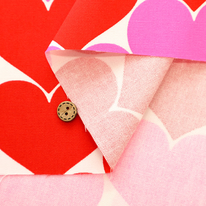 Cotton Oxford Fluorescent Printed Fabric - Bonbon Heart - nomura tailor