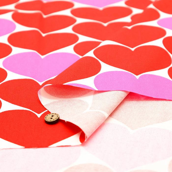 Cotton Oxford Fluorescent Printed Fabric - Bonbon Heart - nomura tailor