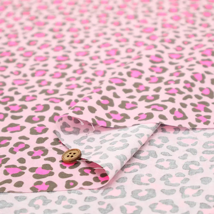 Neon Print Cotton Sharting Fabric - Leopard - nomura tailor