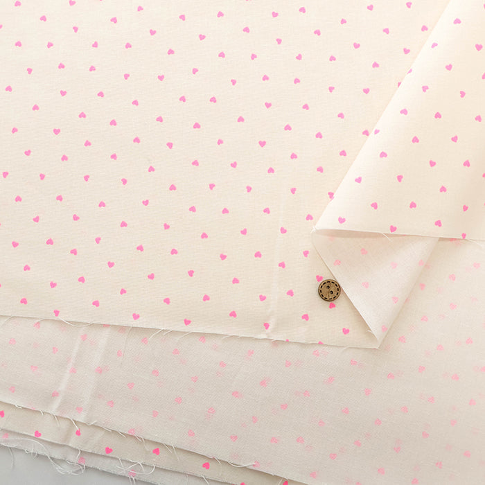 Cotton Oxford Fluorescent Printed Fabric -Petit Heart - nomura tailor