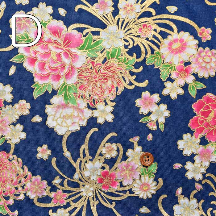 Cotton Sheeting Japanese Pattern Print Fabric Goldai Kiku - nomura tailor