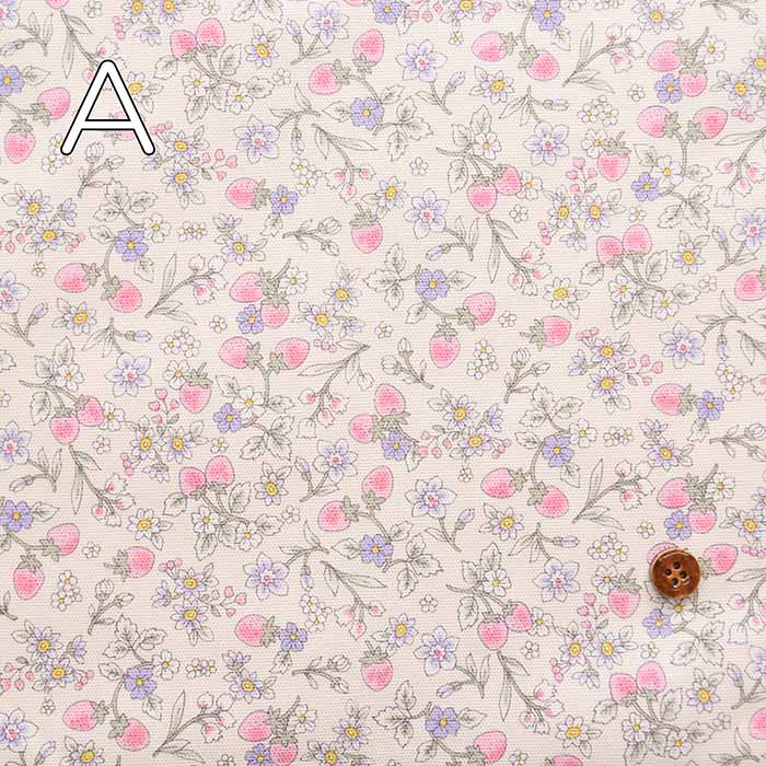 Cotton Ox Printed Fabric Strawberries and Flowers - nomura tailor