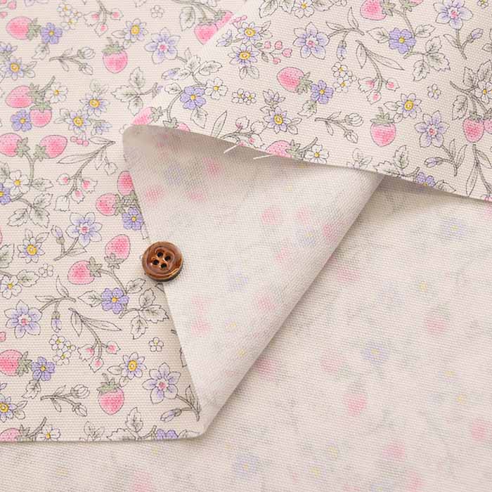 Cotton Ox Printed Fabric Strawberries and Flowers - nomura tailor