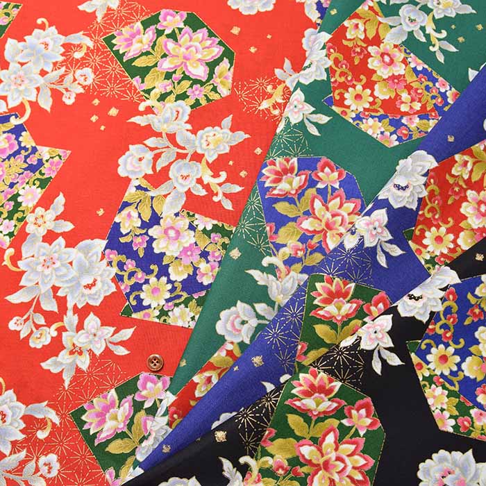 Cotton Scare Lamé Printed Fabric Japanese Kikyo - nomura tailor