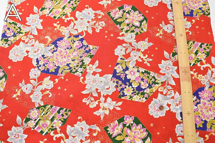 Cotton Scare Lamé Printed Fabric Japanese Kikyo - nomura tailor