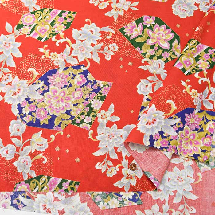 Cotton Scare Lamé Printed Fabric Japanese Kikyo - nomura tailor