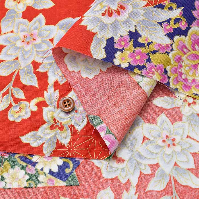 Cotton Scare Lamé Printed Fabric Japanese Kikyo - nomura tailor