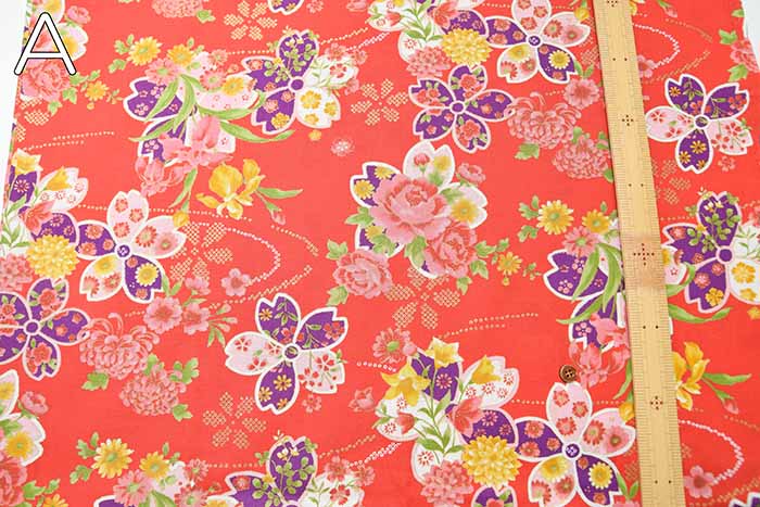 Cotton Scare Lamé Printed Fabric, Japanese Style, Cherry Blossom - nomura tailor