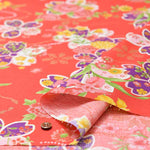 Cotton Scare Lamé Printed Fabric, Japanese Style, Cherry Blossom - nomura tailor