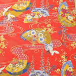 Cotton Scare Lamé Printed Fabric Japanese Style Crane - nomura tailor