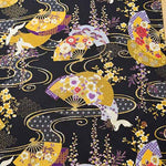 Cotton Scare Lamé Printed Fabric Japanese Style Crane - nomura tailor