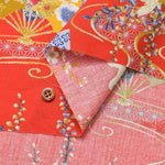 Cotton Scare Lamé Printed Fabric Japanese Style Crane - nomura tailor