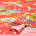 Cotton Scare Lamé Printed Fabric Japanese Style Crane - nomura tailor