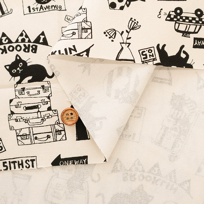 Cotton Oxford Printed Fabric - Cat Journey - nomura tailor