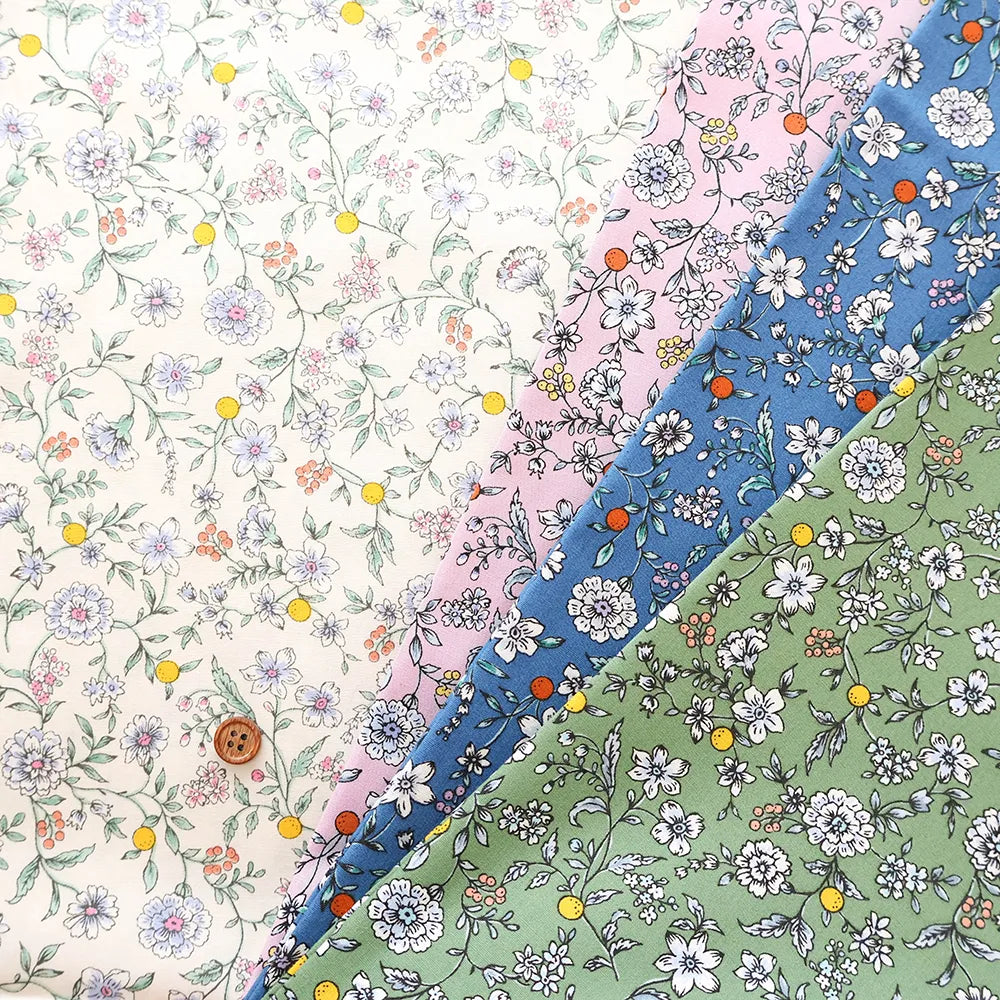 Cotton Broad Printed Fabric - Botanical Flowers - nomura tailor