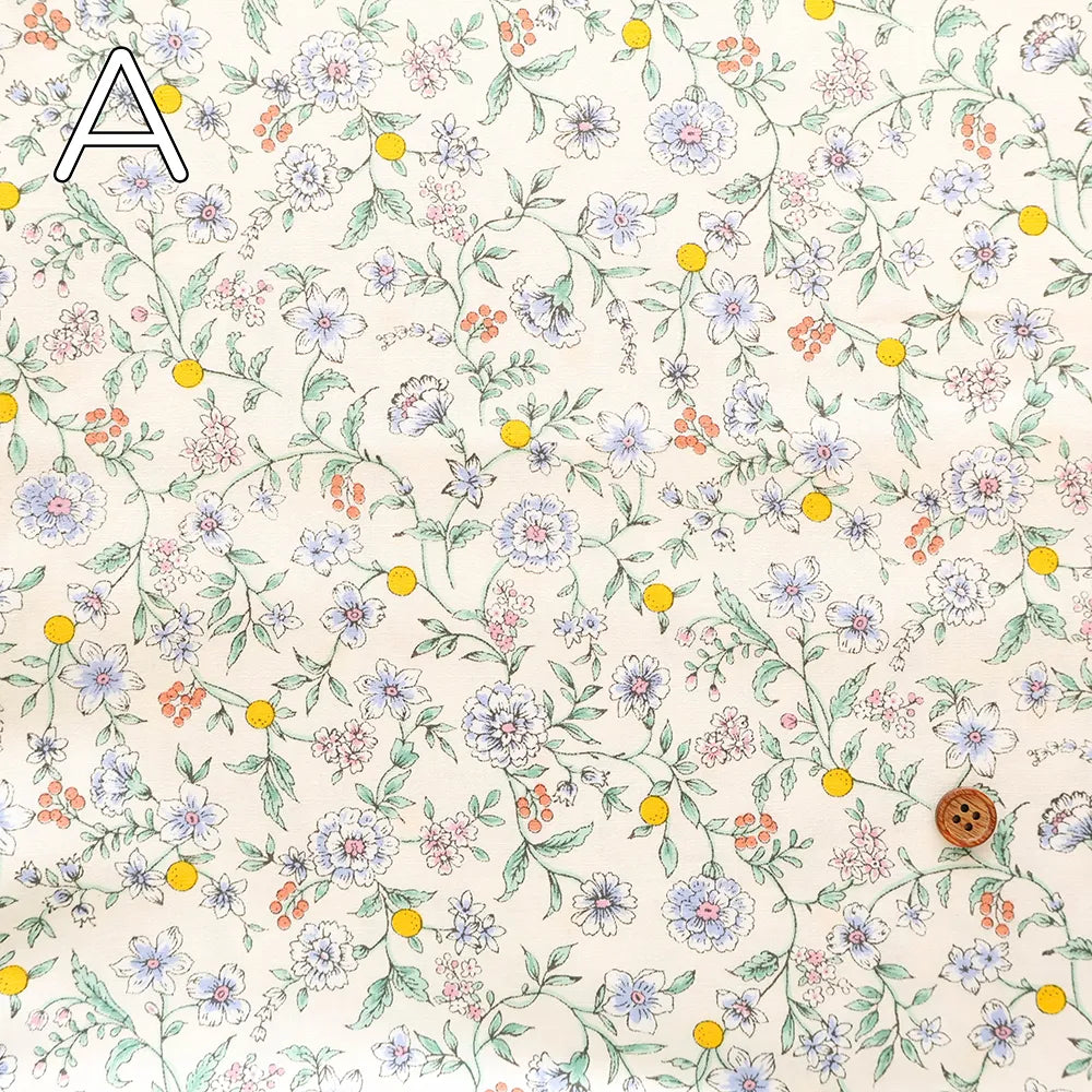Cotton Broad Printed Fabric - Botanical Flowers - nomura tailor