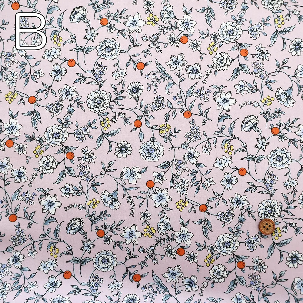 Cotton Broad Printed Fabric - Botanical Flowers - nomura tailor